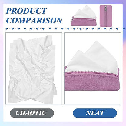 Pocket Tissue Holder, 6 Packs Tissue Holder for Purse, Reusable Travel Tissue Pouch, Fabric Purse Zipper Tissue Packs for Coins Tissue Cards Travel Office, 5.1 x 3.1 Inches