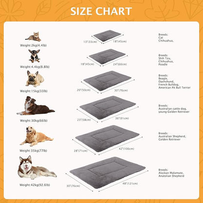 Vetasac Reversible Dog Bed Mat with Plush and Corn Velvet,Soft Warm Pet Cushion, Dual Purpose Washable Sleeping Mattress Bed for Small Medium Large Dog and Cat XB004 (42"x28", Light Grey)