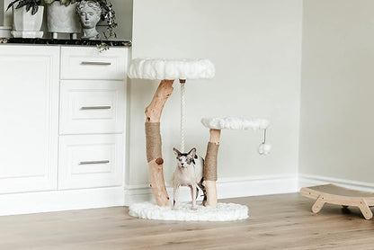 Mau Lifestyle White Rizzo Cat Tree, 32" H, 27 LBS