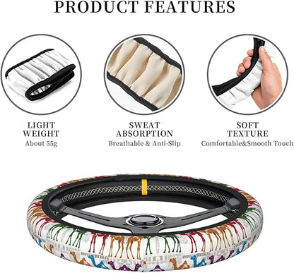 Camel Art Pattern Car Steering Wheel Cover, 15 Inch Steering Wheel Cover Stylish Decor for Most Cars