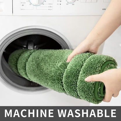 COSY HOMEER Extra Thick Bath Rugs for Bathroom - Anti-Slip Bath Linen Sets Mats Soft Plush Yarn Shaggy 100% Strong Polyester Living Room Bedroom Floor Water Absorbent(Green,17x27 - Inches)