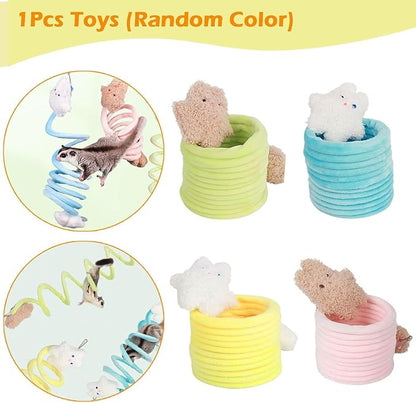 1pc Elastic Sugar Glider Climb Rope, Hanging Cage Toys(Random Color) | Enrichment Toys Wrapped in Short Plush for Soft Touch & Spring Design Boost Climbing Fun & Build Small Pets’ Climb Strength