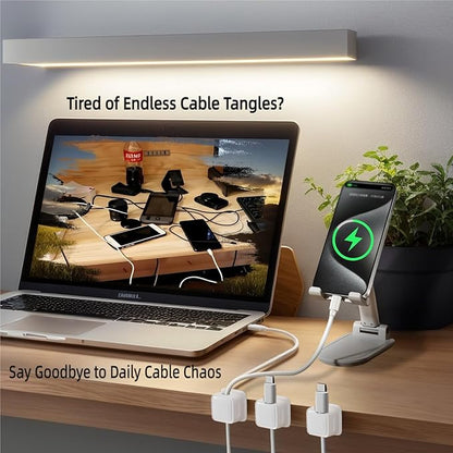 12 Pack Cable Management Clips - M-Xeotei 2-in-1 (Magnetic and Adhesive) Multi-Surface Cable Organizer for Metal/Wood/Plastic, Space Saving Switchable Base Works on Desk/Car/Home/Office (White)