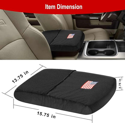 Center Console Cover for 2013-2023 Dodge Ram 1500 2500 3500 Middle Console Armrest Cover with Pocket, US Flag Comfortable Scratch-Resistant Velvet Covers, Vehicle Armrest Cushions