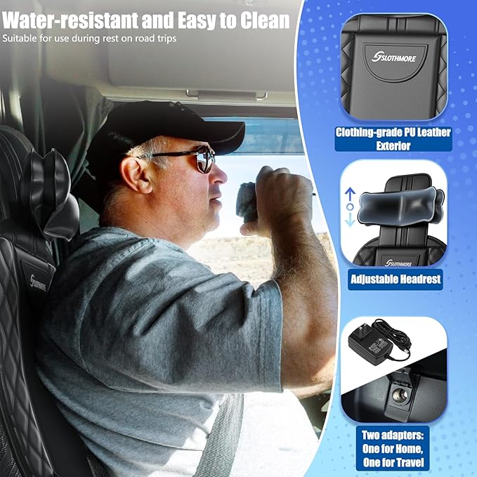 Back Massager with Heat & Traction & Vibration, Seat Massager Pad