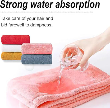 AGKXHDEC 1 Pack Double Layer Microfiber Towel, Hair Turbans for Wet Hair, Drying Hair Wrap for Women(Pink)