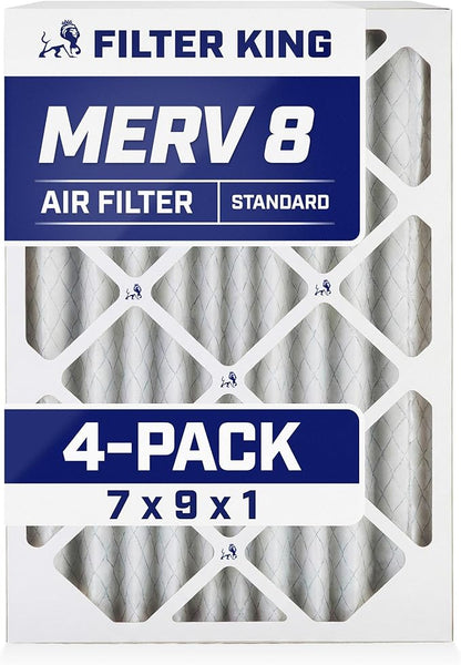 Filter King 7x9x1 Air Filter | 4-PACK | MERV 8 HVAC Pleated A/C Furnace Filters