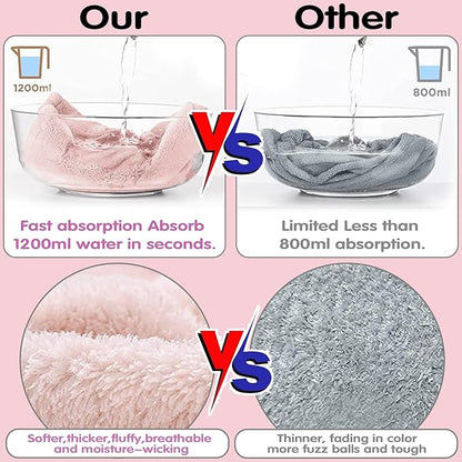 YHPDYL Hair Drying Towel 3 Pack - Ultra Soft Microfiber Turban Twist Hair Wrap for Women - Super Absorbent, Quick Dry Hair Towel Cap for Wet Hair (3 Colors, Yellow Pink & Red)