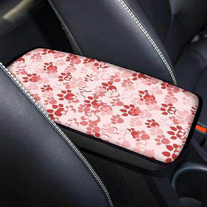 Pink Dog Paw Center Console Cover Protect from Pet Claws Universal Armrest Cover Pad Easy to Install 12.3 x 7.5 Inch Universal Car Interior Accessories Decoration