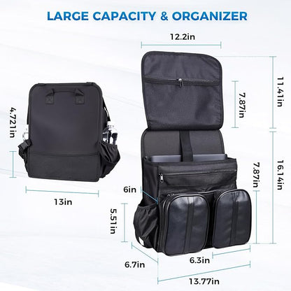 Tsumbay 2-in-1 Car Seat Organizer for Front Seat, Hanging Car Organizer with Laptop Compartment, Tablet Holder & Adjustable Shoulder Strap, Heavy-Duty Oxford Leather Office Organizer for SUV,Truck,Van