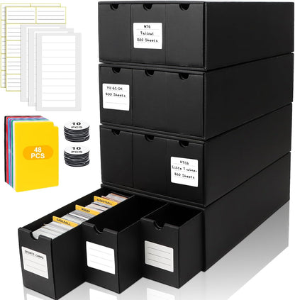 Trading Card Storage Box, Includes 12-600 CT Boxes & 48 Card Dividers, 12000+ Trading Card Organizer for Collectible Card Games, for TCG, MTG, PTCG, Baseball Cards, with Labels & Tapes
