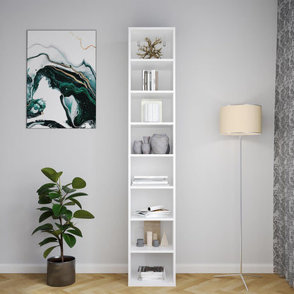 Wood Cube Storage Organizer White Bookshelf - 1-Tier Freestanding Storage Cabinet with Legs for Home Office, 8-Cubes Open Shelf