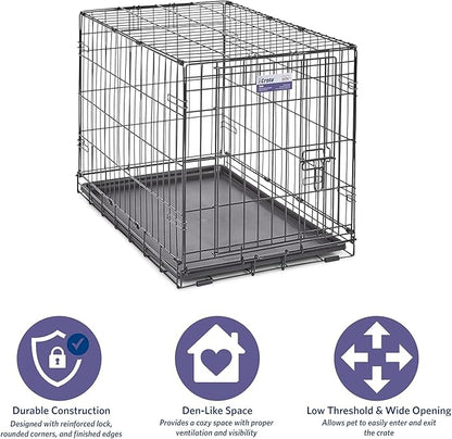 MidWest Homes for Pets 30-Inch iCrate Folding Dog Crate with Divider Panel, Leak-Proof Tray & Secure Latches – Metal Wire Kennel for Medium Breeds – Portable, Durable & Easy to Assemble