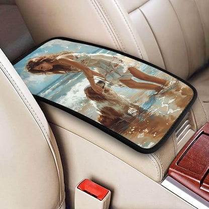 Custom Car Center Console Cover Personalized Auto Armrest Cushion Pad Add Your Image Text Logo Waterproof Non-Slip Neoprene Protector Car Decor Accessories for SUV Vehicle Sedan Truck