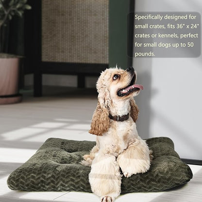 Necesitar 36inch Dog Crate Bed for Medium Large Dogs Washable Ultra Soft and Fluffy Kennel Pad with Anti-Slip Pet Pillow Cushion Sleeping Up to 70 lbs Pets,36x24 Olive Green
