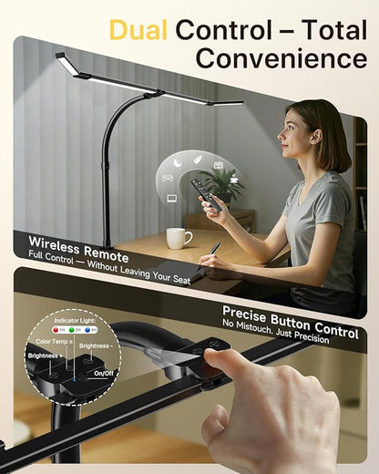 ONEMIX 42" LED Desk Lamp with Clamp, Architect Desk Light with Remote,