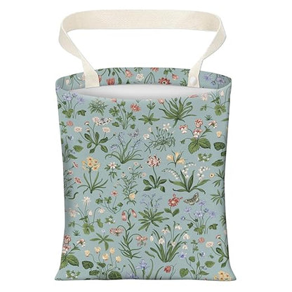 Cute Car Trash Can, Hanging Canvas Car Back Seat Organizer and Storage Bag, Funny Car Trash Bag For Travelling, Outdoor Cute Blue Green Floral