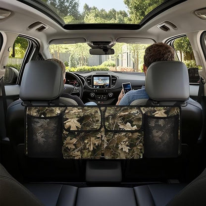 Camo Trunk Organizer for Car Storage Organizer with 4 Pockets, Space-Saving Trunk Storage Organizer with 2 Pockets & 2 Mesh Pouches for Groceries, Car Travel Accessories for Women and Men