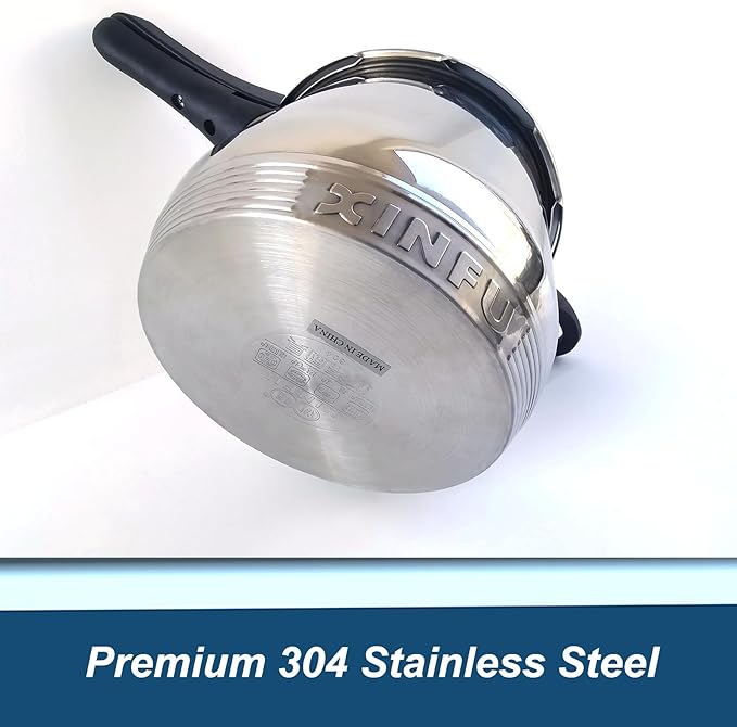 XINFU Heavy Duty 304 Stainless Steel Pressure Cooker 6.3 Quart, Serves 4-6