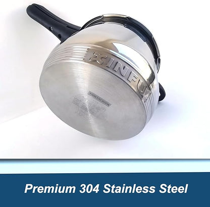 XINFU Heavy Duty 304 Stainless Steel Pressure Cooker 6.3 Quart, Serves 4-6
