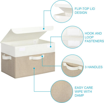 GRANNY SAYS Storage Bins with Lids, Decorative Storage Boxes, Clothes Stoarge Bins, Shelf Baskets, Closet Storage Bins for Clothing, Collapsible Storage and Organization, 2-Pack