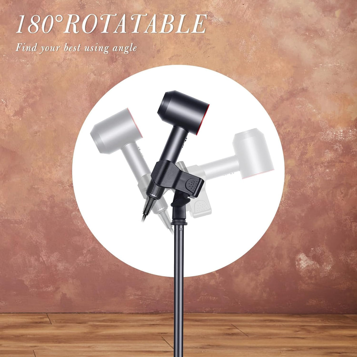 Hands Free Hair Dryer Stand Holder - TAYUQEE Rotatable Floor Blower Stand, Heavy Duty Countertop Blow Dryer with Adjustable Height, Ideal for Salons and Home Use