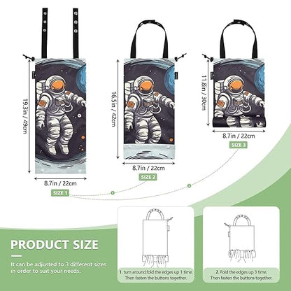 ALAZA Hanging Car Trash Bags Garbage Bag Trash Can for Back Seat Small Astronaut Cartoon 4 Washable Storage Bag Retractable 2 Pack