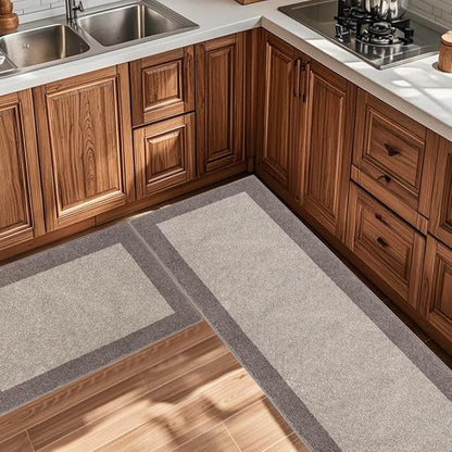 DOMUSTEX Machine Washable (24" x 36"+ 24" x 60"') Kitchen Rugs Set of 2, Non Slip Kitchen Mats for Floor, Absorbent Entrance Runner Rugs for Bedroom, Hallway, Bathroom, Door (Roll Packing)