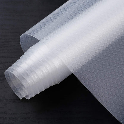HooTown Refrigerator, Fridge Shelf Liners and Drawer Mats 11.8 Inch Wide x 32.8 Feet Long, Non Adhesive EVA Plastic Washable Waterproof Pads for Kitchen Cabinet, Pantry Closet, Cupboard, Transparent