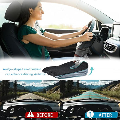 Car Wedge Seat Cushion Memory Foam Coccyx Orthopedic Seat Pillow for Office Chairs, Wheelchair, Kitchen Chairs, Recliner, Car Seats