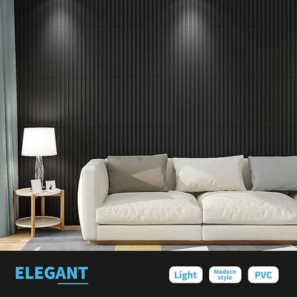 Art3d Slat Wall Panel, 3D Fluted Textured Panel 12-Tile 19.7 x 19.7in.