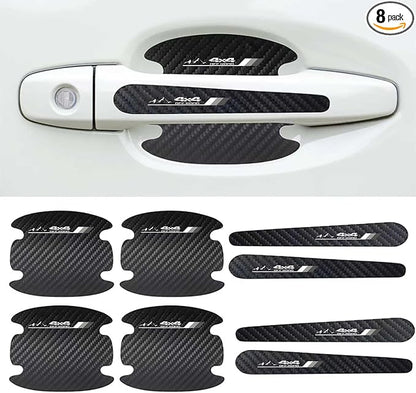 8PCS Stylish 4X4 Mountain Car Door Handle Scratch Protectors, Tri-Color 3 Colors Carbon Fiber Handle Bowl Sticker, Universal Paint Guard Cover