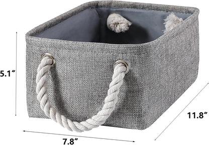 combocube 11.8 x 7.8 x 5.1 Inch Fabric Storage Bins for Shelves, Linen Storage Organizer Storage Basket with Ropes for Laundry, Home, Closet, Office, Clothes, Toys Organizer