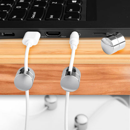 3 Sets Charger Holders for Cords, Adjustable Cable Anchor Holders, Adhesive Metal Cord Clips, Cable Management Wire Organizers for Desk, Office, Nightstand - White, Silver, Red Bronze