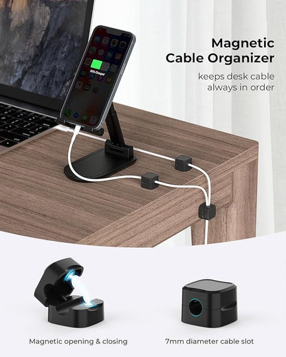 6 Pack Magnetic Cable Clips Cord Holder, Under Desk Cable Management, AORUICN Adhesive Wire Holder Keeper Organizer for Home Office Desk Phone Car Wall Desktop Nightstand