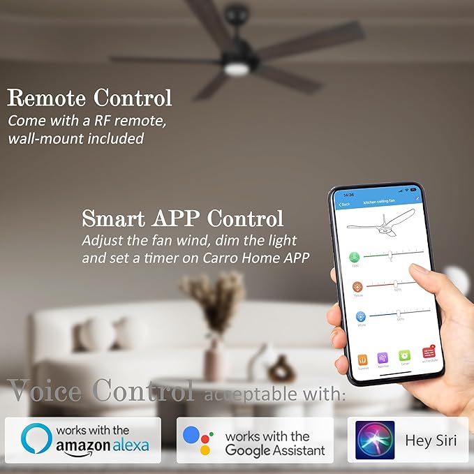 SMAAIR Smart Ceiling Fan with Light, 56inch Indoor and Outdoor ceiling fan with