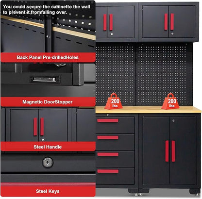 Garage Storage Cabinet System, 6-Pcs Garage Cabinets and Storage System Corner