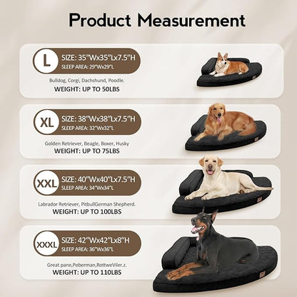 MEKIY Large Orthopedic Dog Bed with Sides XXXL Dog Beds with Removable Washable Cover Non-Slip Waterproof Pet Bed for Extra Large Dogs - Black XXXL