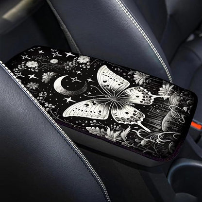 Dreaweet Goth Butterfly Center Console Cover for Car,Goth Car Accessories for Women Car Armrest Cover Pad Soft Comfortable Arm Rest Cover for Car SUV Truck Van