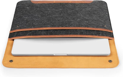 MegaGear Genuine Leather and Fleece MacBook Bag Laptop Sleeve for MacBook Pro and MacBook Air Case - 16 Inch - 15 Inch - 15.5 Inch (M4, M3, M2, M2, M1, Pro & Max) 2020 to 2024 Models