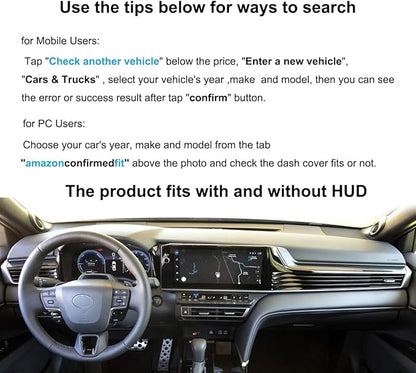Dashboard Cover Dash Cover Mat Pad Custom Fit for Toyota Camry 2025 2026 w/Head Up Display (Black) J390