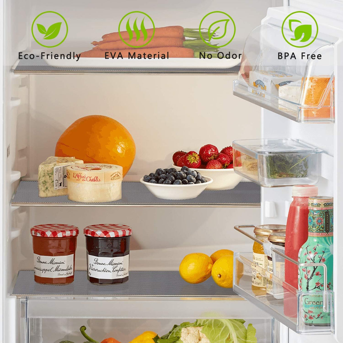 Kitchen Shelf Liner Drawer Liners, Non-Adhesive Refrigerator Liners Waterproof Fridge Mats with Strong Durable Kitchen Cabinets Mat for Drawers, Shelves, Pantry
