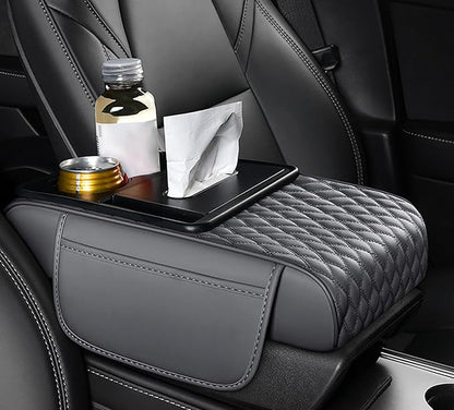 Car Armrest Center Console Cover for Lincoln MKX 2007–2018, Center Console Pad with Cup Holder, Multifunctional Armrest Cushion,D Grey