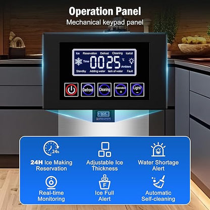 Commercial Ice Maker Machine 350 Lbs/24H, 60 Lbs Ice Bin, Undercounter Ice