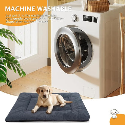 Vetasac Reversible Dog Bed Mat with Plush and Corn Velvet,Soft Warm Pet Cushion, Dual Purpose Washable Sleeping Mattress Bed for Small Medium Large Dog and Cat XB004 (42"x28", Dark Grey)