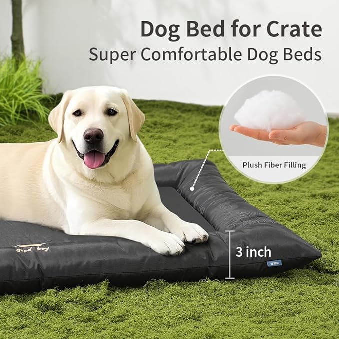 SOMAHE Dog Bed for Dog Crate Oxford Puppy Crate Pad Waterproof Pet Beds Outdoor Cage Mat Easy Rinse Black 36×23×3 Inch