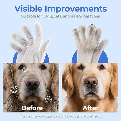 PUPMATE Pet Cleaning Glove Wipes for Dogs & Cats, Hypoallergenic Deodorizing Disposable Bathing Wipes,No-Rinse Grooming Wipes,Perfect for Pet Dry Cleaning,Daily Care and Travel, Coconut Scent, 24 pcs