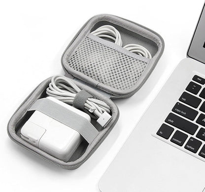Charger Case for Macbook, Portable Tech Electronic Organizer Bag, Travel Storage Pouch for Laptop Accessories, MacBook Power Adapter, Charging Cords, USB, Power Bank (Light Grey, M)