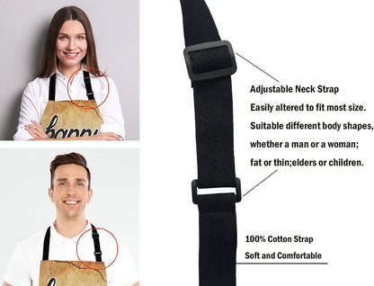 Happy Camper Apron for Women and Men, Adjustable Kitchen Chef Apron for Cooking Baking - Cute Birthday, Anniversary, Mother's Day Apron Presents for Mom Wife Girlfriend Aunt Grandma