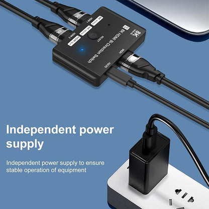 HDMI 2.1 Bi-Directional Switch Ultra HD 8K HDMI Switcher 2 in 1 Out/ 1 in 2 Out